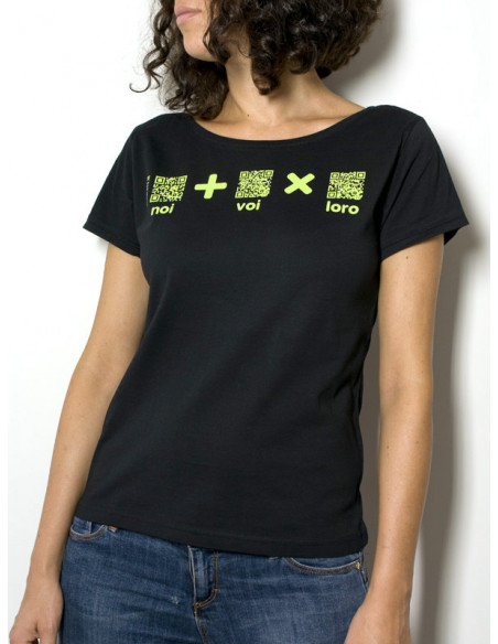 T-Shirt "AIL Code" Donna BIO - Colore Nero - Stampa Verde