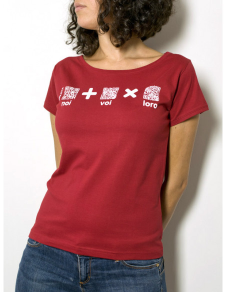 T-Shirt "AIL Code" Donna BIO - Colore Rosso - Stampa Bianca