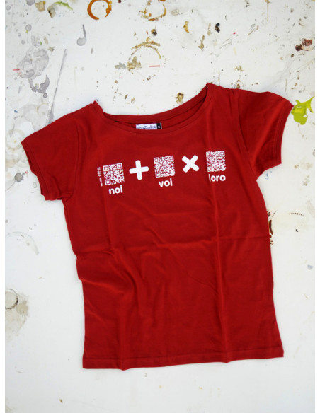 T-Shirt "AIL Code" Donna BIO - Colore Rosso - Stampa Bianca